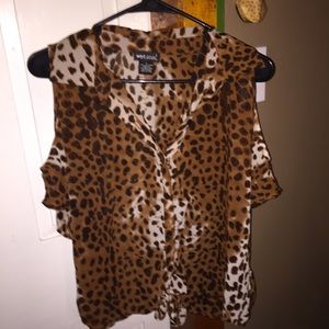 Wet Seal Cheetah-Print Button Down Shirt